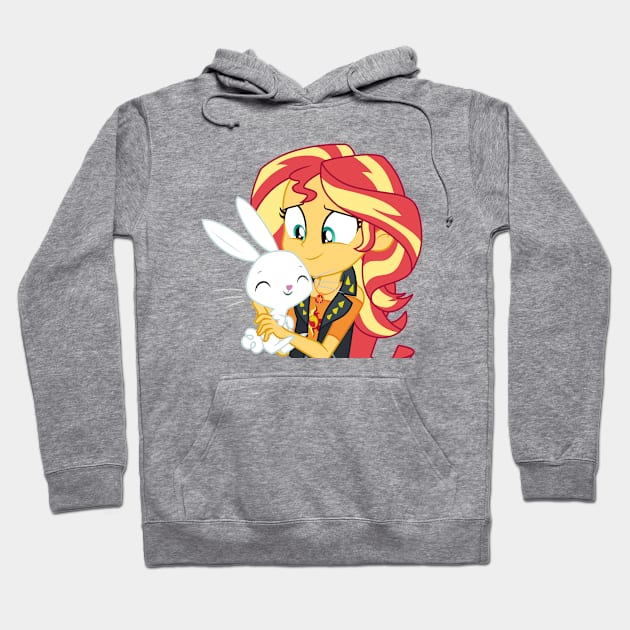 Sunset Shimmer holding Angel Bunny Hoodie by CloudyGlow